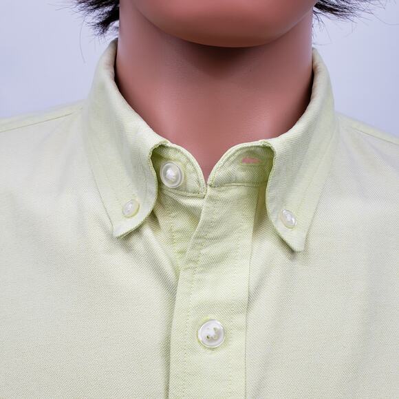 Club Monaco Oxford Shirt Men L Slim fit Button down Long Sleeve Yellow Solid - Picture 3 of 14